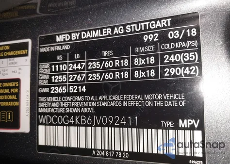 2018 Mercedes-Benz Glc 300 4Matic from USA, damaged, VIN WDC0G4KB6JV092411